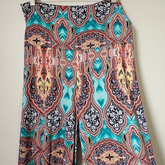 EUC LIKE NEW CHATOYANT WIDE LEG MANDALA PRINT BOHO SLINKY PANTS WIDE LEG PANT L - Picture 5 of 13